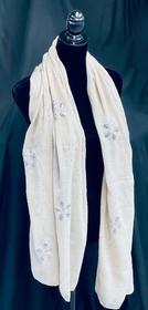 Tan Scarf/Shawl With Silver Sequin Floral Designs 76" x 30" 134//280