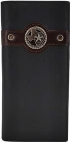 Black Western Leather Long RFID Wallet with Texas State Emblem and Star 7" x 3.5" 139//280