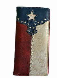 Texas Faux Long Leather Wallet With Silver Studs 7" x 3.5" 202//274