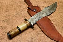 Handmade Damascus Steel Camel Bone Bowie Knife 9.8" Blade Length 14.8" Total Length 202//135