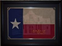 "Ghost of the Alamo" Aged Texas Flag with Embroideried Davy Crockett Quote 36" x 47" 202//149