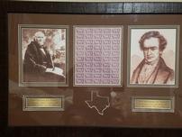 Original  1936 Centennial Texas Stamps with Sam Houston and Stephen F. Austin Photos 36" x 24" 202//152