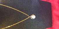 3 Carat Fire Opal Pear Cut and Diamond 14k Yellow Gold Sterling Silver  Necklace 18" 202//98
