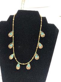 MMP Designs 18" Gold with Turquoise Drops Necklace 202//269