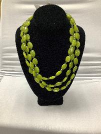 MMP Designs 21" 3-strand necklace with Olive Jade Grey Cut Glass 202//269