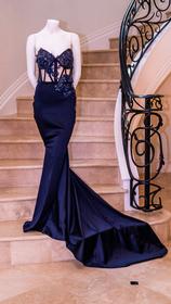 Custom Navy Blue Walter Mendez Gown 