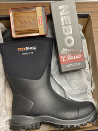 Boots, Wallet, Flashlight