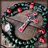 2021 limited edition Rugged Rosary in green and red with the Holy Family medal 202//201