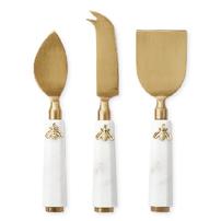 Honeycomb round cheese board and set of three cheese knives 202//202