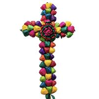Colorful corn husk cross made by the people of Tzintzuntzan in Mexico 202//202