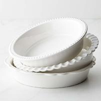 Set of three ceramic pie dishes with different rim styles 202//202