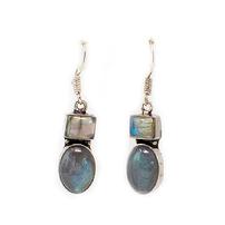 Pale blue moonstone earrings in silver setting 202//202