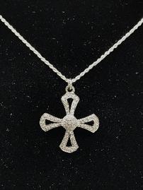 Crusader cross necklace in sterling silver with pave diamonds 202//269