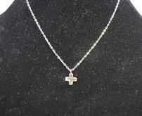 Tiny hammered silver cross necklace by Lime Green Modern 202//165