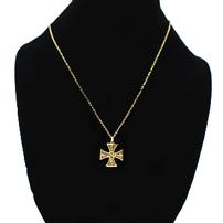Virgin Saints and Angels crusader cross necklace 14K gold with 10 crystals 202//202