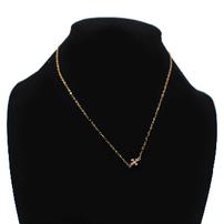 Rose gold necklace with tiny pave diamond Crusader cross 202//202