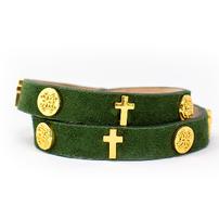 Megan double suede cross bracelet in olive by Rustic Cuff 202//202