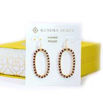 Kendra Scott Elle gold open frame earrings in burgundy crystal 202//202