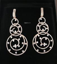 Crystal and rose metal triple-swirled earrings.  Light, easy to wear! 202//225