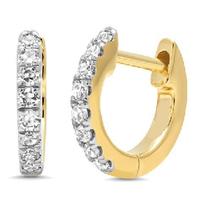 Mini diamond huggie earrings in 14k gold with .15cts of diamonds 202//202