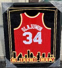 Hakeem Olajuwon, #34 Houston Rockets jersey, signed and framed 202//221
