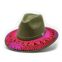 Mexican floral green felt hat 202//202