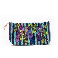 Embroidered birds clutch with textured pink back by Guatemalan artisan 202//202