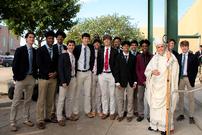 Cardinal DiNardo with students after Mass 202//135