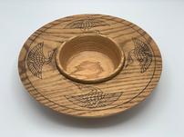 Wooden Bowl with Crane Etching 202//151