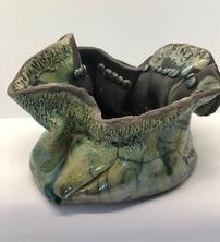 Handbuilt Raku Pot 202//222