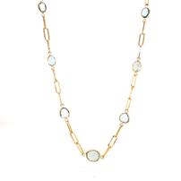 Yellow Gold and Aquamarine Gemstone Paper Clip Necklace 202//202