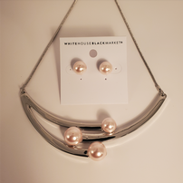Silver and Pearl Necklace and Earrings 202//202