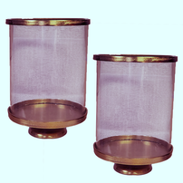 Large Gold Trimmed Glass Candle Holders 202//202
