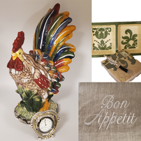Ceramic Rooster & Appetizer Tray 202//202