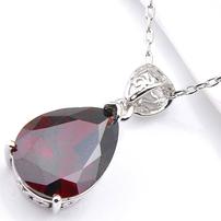 Water Drop Natural Fire Red Garnet Pendant on Sterling Silver Chain 202//202