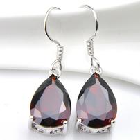 Water Drop Natural Fire Red Garnet Sterling Silver Dangle Earrings 202//202