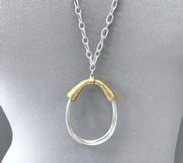 Silver Multi Strand Coil Loop and Gold Pendant Necklace 202//180