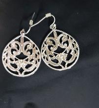 Antique Scroll Teardrop Silver Dangle Earrings 202//220