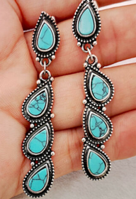 Multiple Turquoise Teardrop Dangle Earrings 192//280