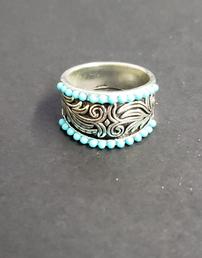 Antique Silver Ring with Turquoise Beads 202//258