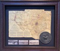 Texas Cattle Trail Map with State of Texas Seal and Vintage Photos 202//172