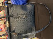 Navy Blue Italian Leather Handbag / Purse with Multiple Zipper Pockets 202//151