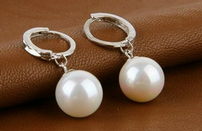 Silver Layered Hoop Earrings with Faux Pearls 202//131