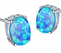Sterling Silver Round Cut Lab Created Blue Fire Opal Stud EarringsSterling Silver Round Cut Lab Created Blue Fire Opal Stud Earrings 202//176