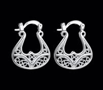 Sterling Silver Filigree Unique Dubai Hoop Earrings 202//177