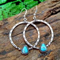 Turquoise Silver Hoop Earrings 202//202