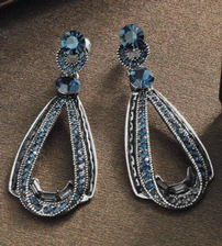 Silver Layered Blue Sapphire Drop Earrings 202//224