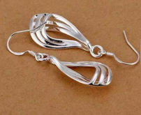 Sterling Silver Water Drop Triple Band Earrings 202//165