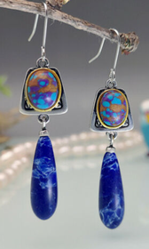 Silver Turquoise Dangle Hook Boho Earrings 168//280