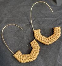 Natural Rattan Woven Hoop Earrings 202//217